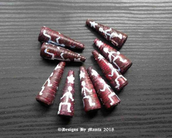 5 Brown Warli Tribal Paper Beads