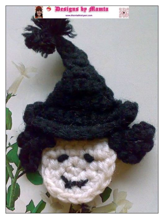 Crochet Witch Head Applique Pattern
