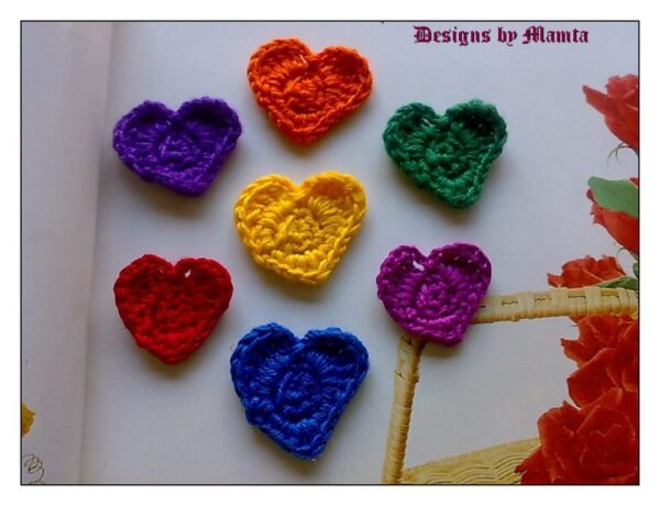 Crocheted Flowers Heart Shaped