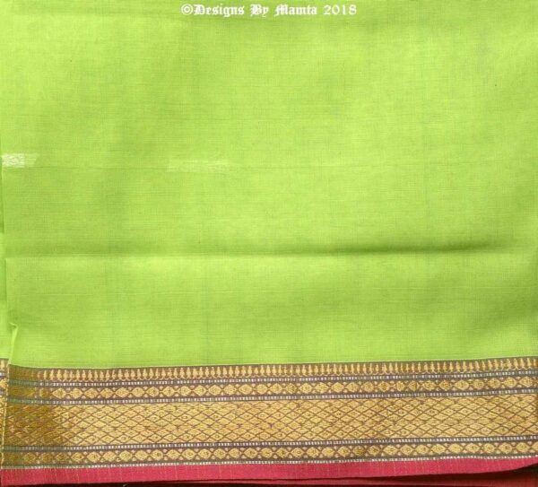 Lime Green Gold Indian Ilkal Sari Fabric