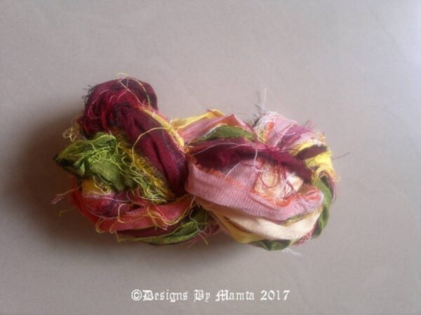 Zinnia Flower Sari Yarn Ribbon